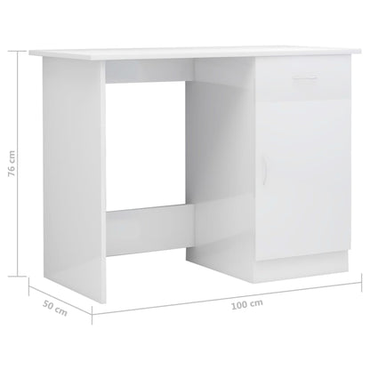 Scrivania Bianco Lucido 100x50x76 cm in Legno Multistrato - homemem39