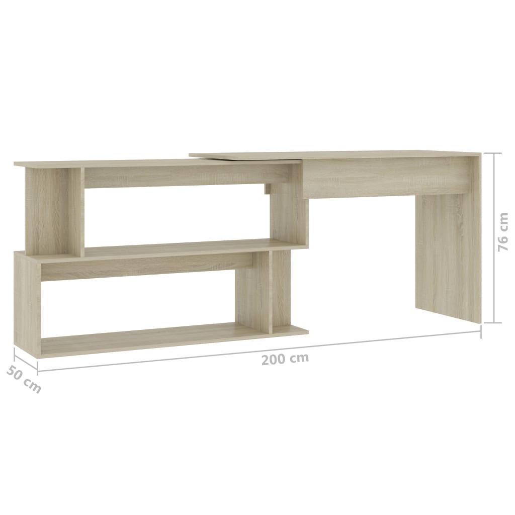 Scrivania Angolo Rovere Sonoma 200x50x76 cm Legno Multistrato - homemem39