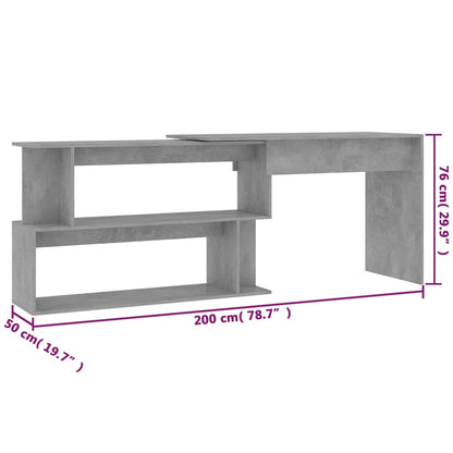 Scrivania Angolo Grigio Cemento 200x50x76 cm Legno Multistrato - homemem39