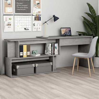 Scrivania Angolo Grigio Cemento 200x50x76 cm Legno Multistrato - homemem39