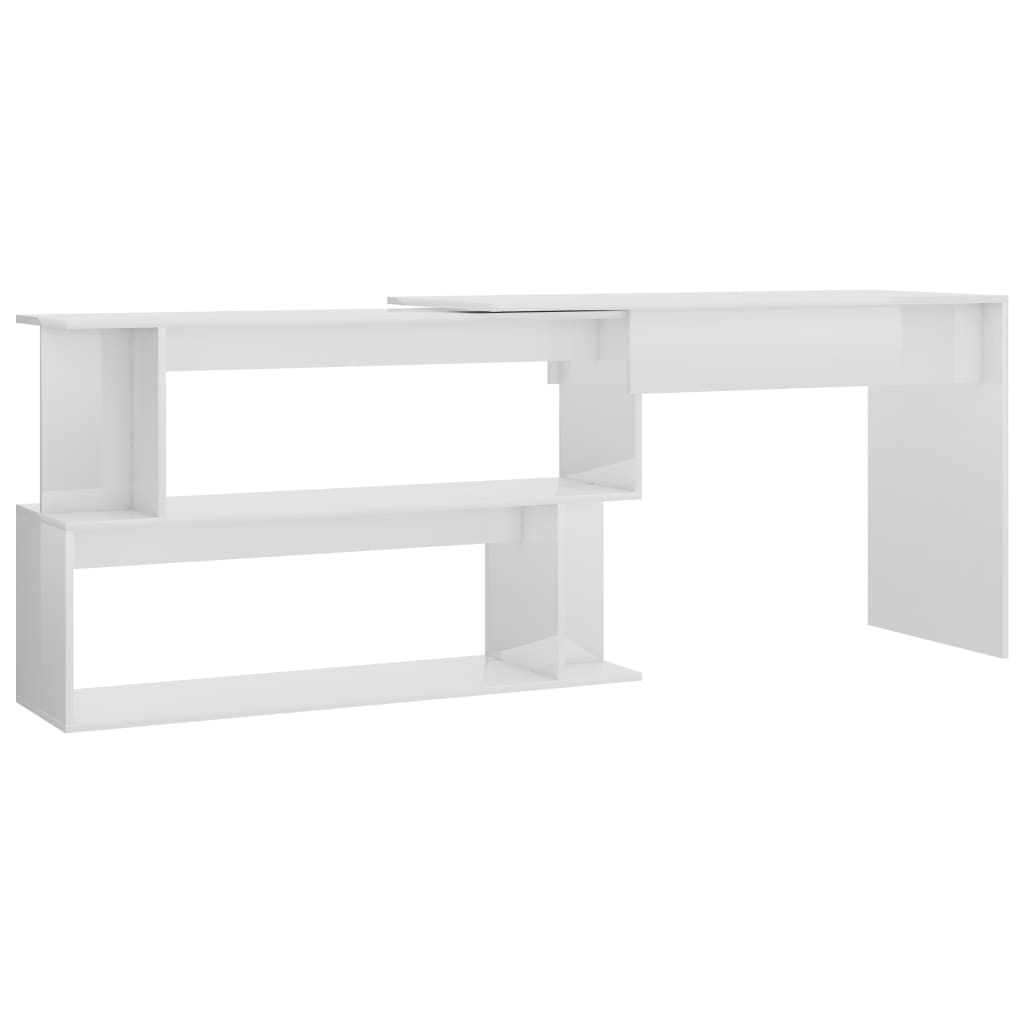 Scrivania Angolo Bianco Lucido 200x50x76 cm Legno Multistrato - homemem39