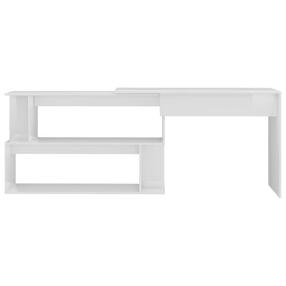 Scrivania Angolo Bianco Lucido 200x50x76 cm Legno Multistrato - homemem39