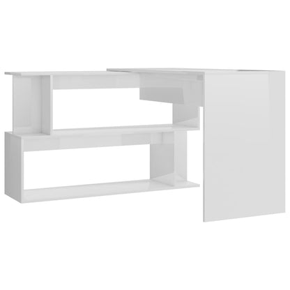 Scrivania Angolo Bianco Lucido 200x50x76 cm Legno Multistrato - homemem39