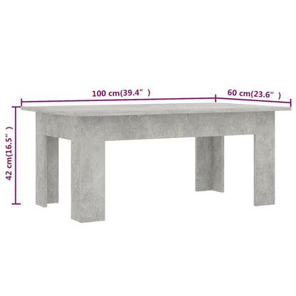 Tavolino da Caffè Grigio Cemento 100x60x42 cm in Truciolato - homemem39