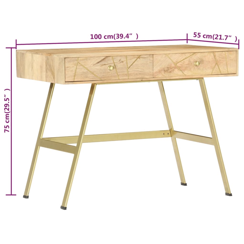 Scrivania con Cassetti 100x55x75 cm in Legno Massello di Mango - homemem39