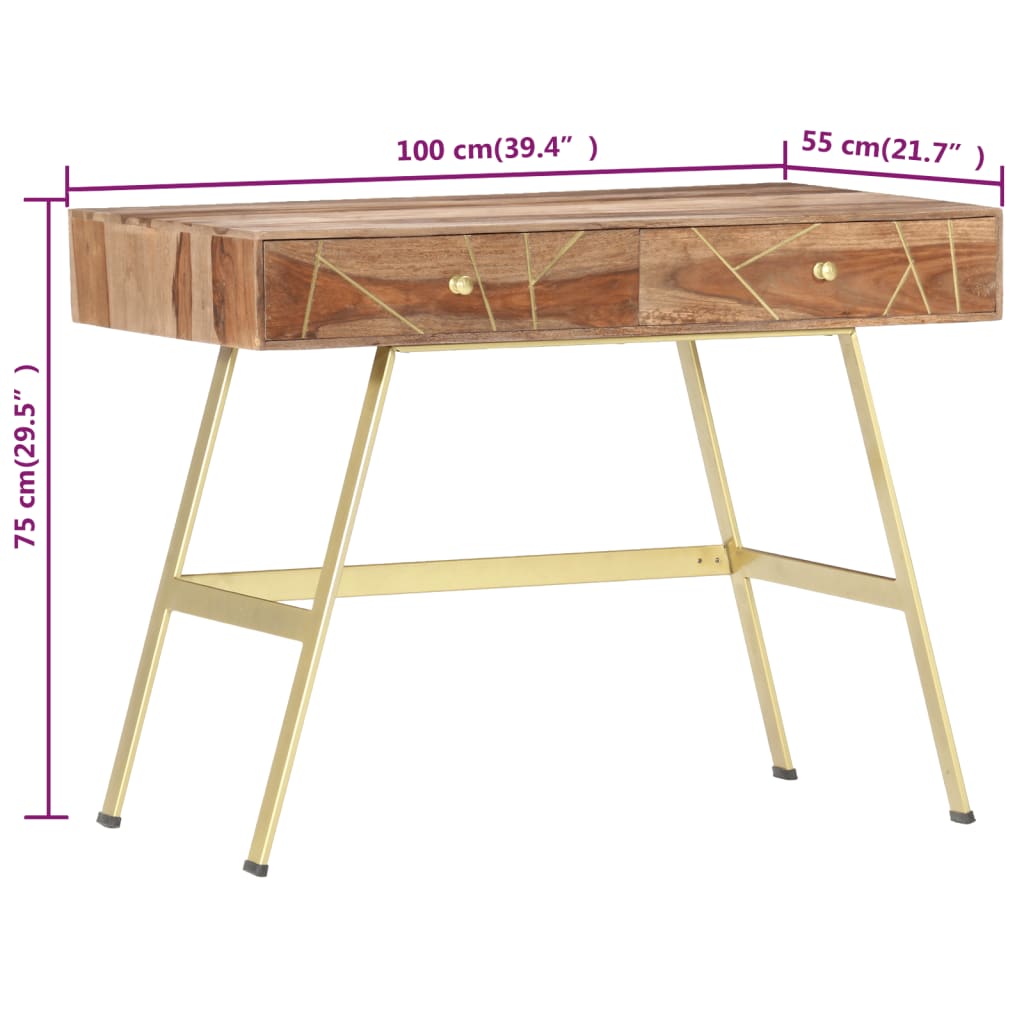 Scrivania con Cassetti 100x55x75 cm Legno Massello di Sheesham - homemem39