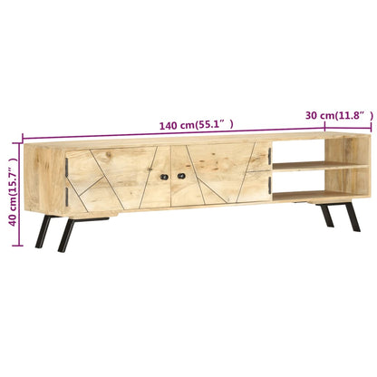 Mobile Porta TV 140x30x40 cm in Legno Massello di Mango - homemem39