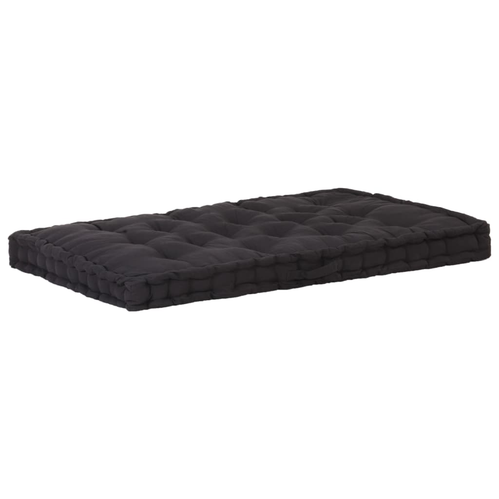 Cuscino per Pallet e Pavimento in Cotone 120x80x10 cm Nero - homemem39