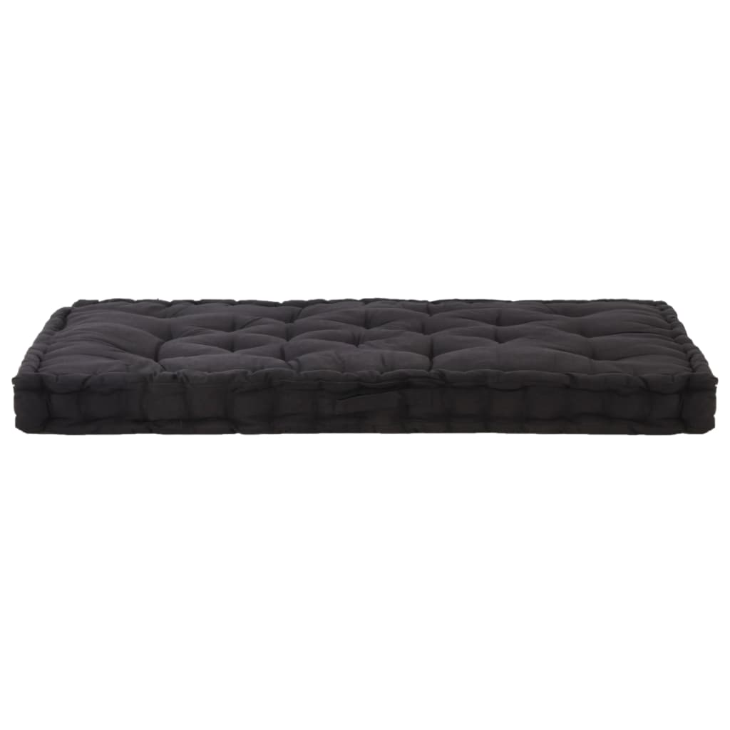 Cuscino per Pallet e Pavimento in Cotone 120x80x10 cm Nero - homemem39