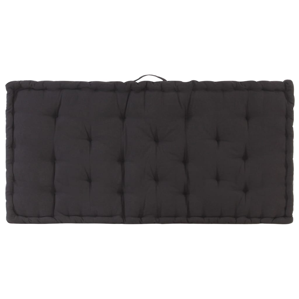 Cuscino per Pallet e Pavimento in Cotone 120x80x10 cm Nero - homemem39