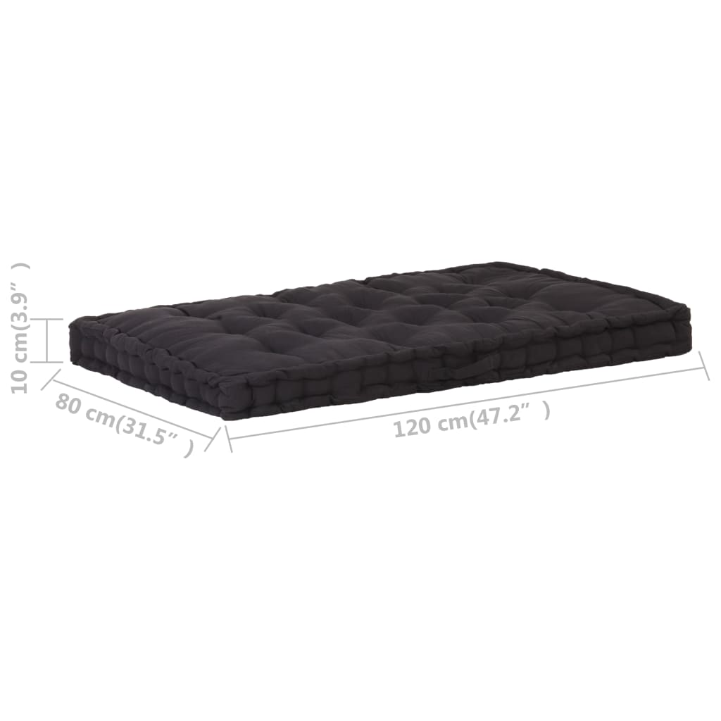 Cuscino per Pallet e Pavimento in Cotone 120x80x10 cm Nero - homemem39