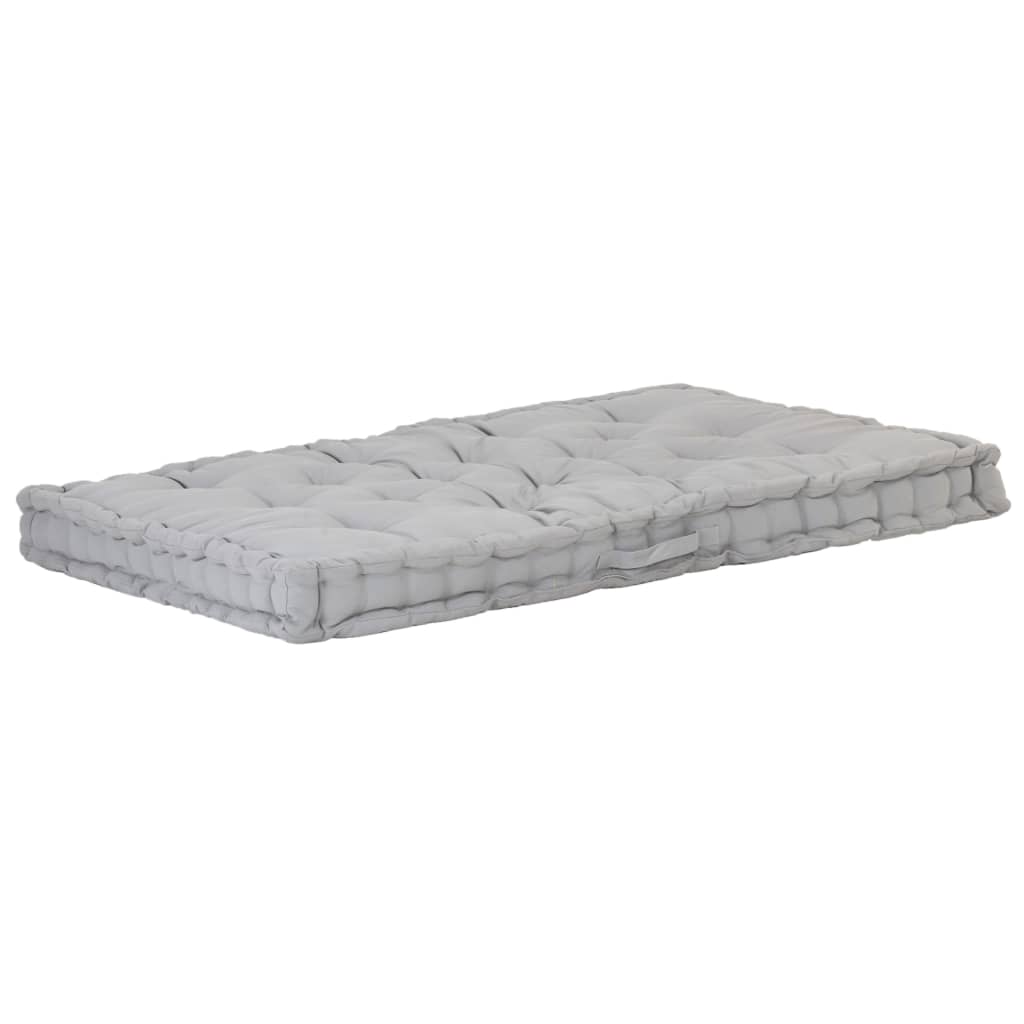 Cuscino per Pallet e Pavimento in Cotone 120x80x10 cm Grigio - homemem39