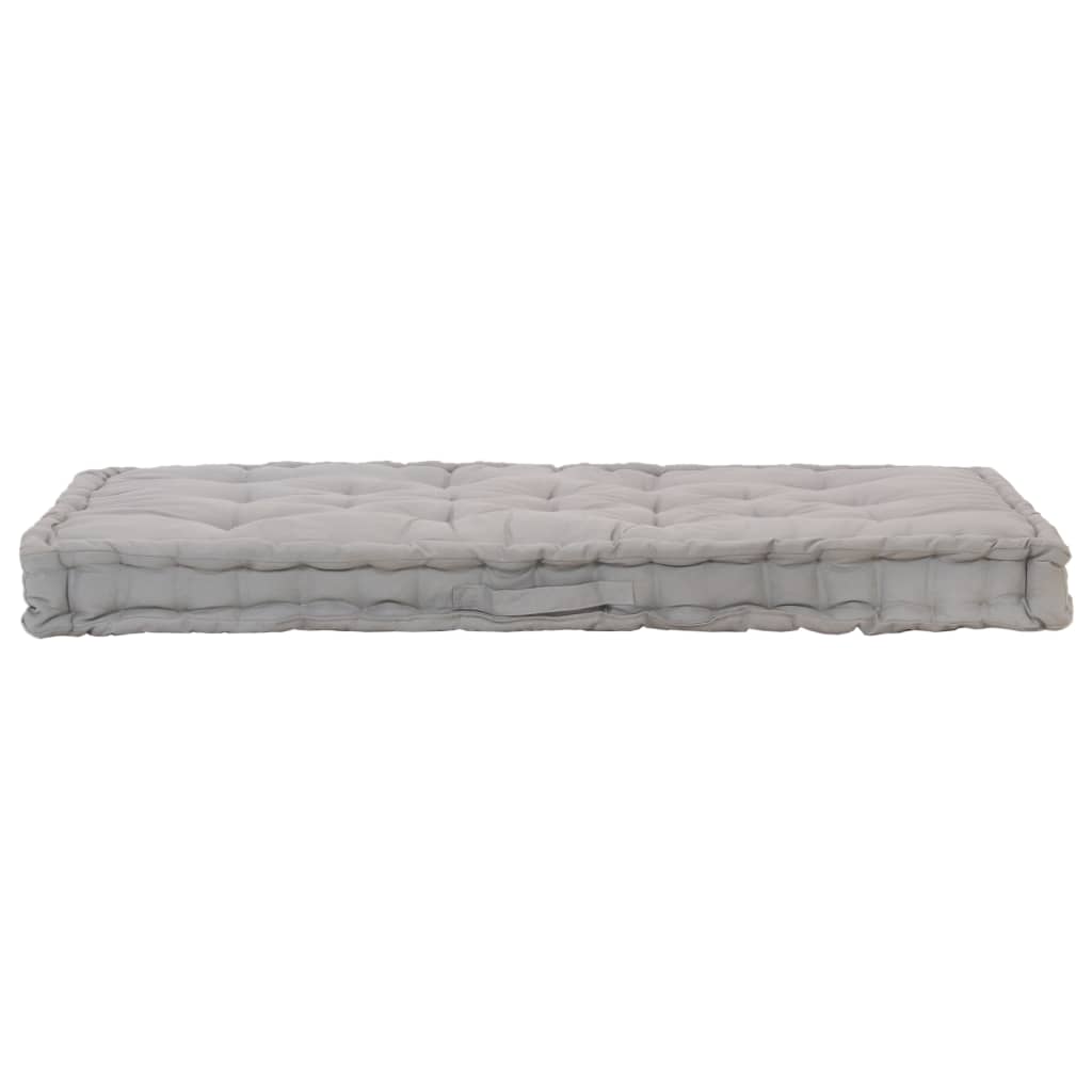 Cuscino per Pallet e Pavimento in Cotone 120x80x10 cm Grigio - homemem39