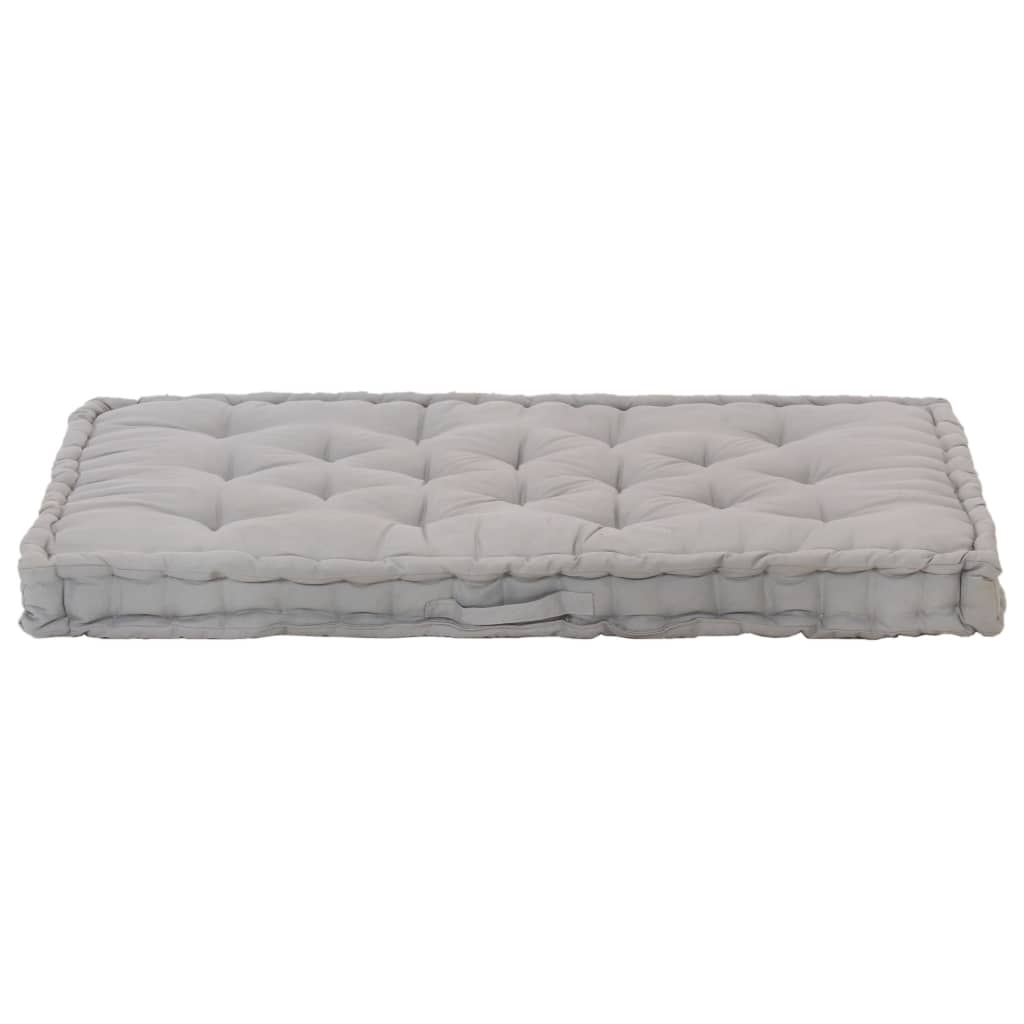 Cuscino per Pallet e Pavimento in Cotone 120x80x10 cm Grigio - homemem39