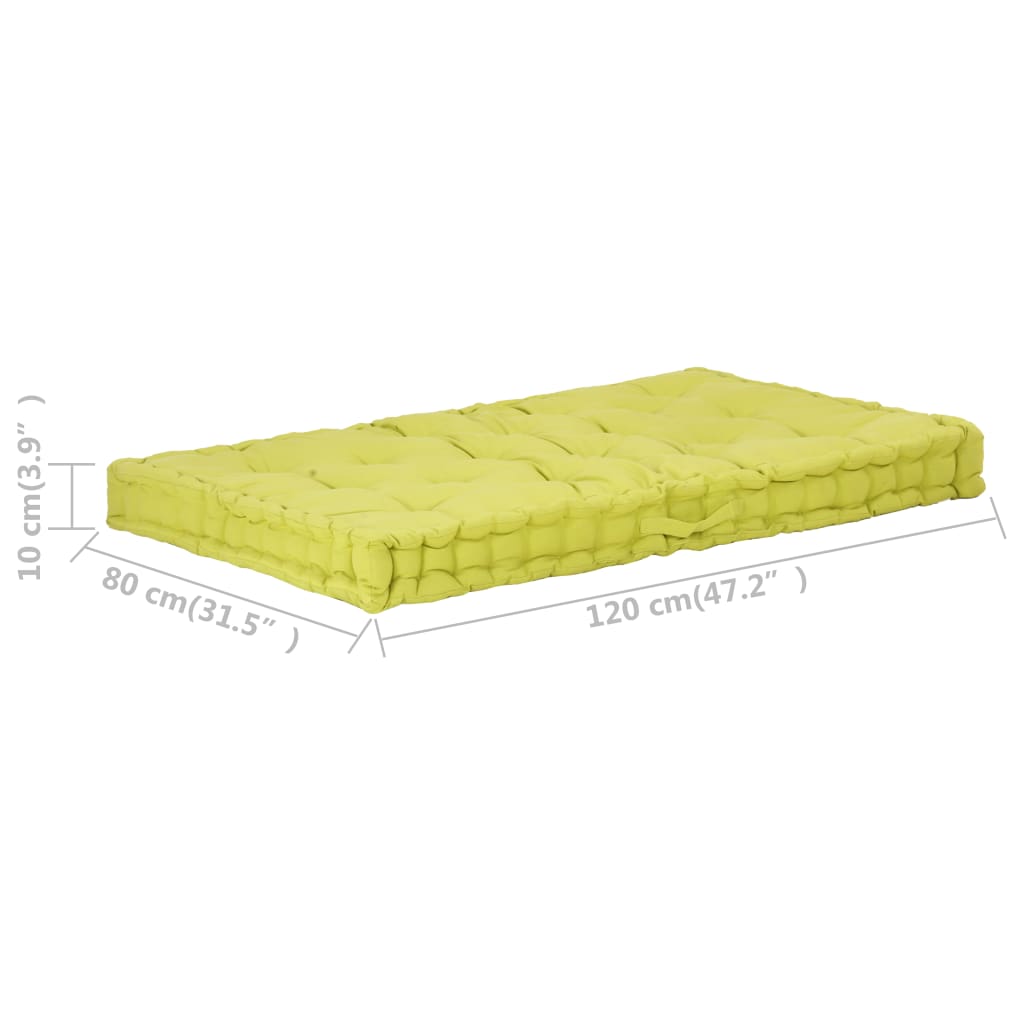 Cuscino per Pallet e Pavimento in Cotone 120x80x10 cm Verde - homemem39