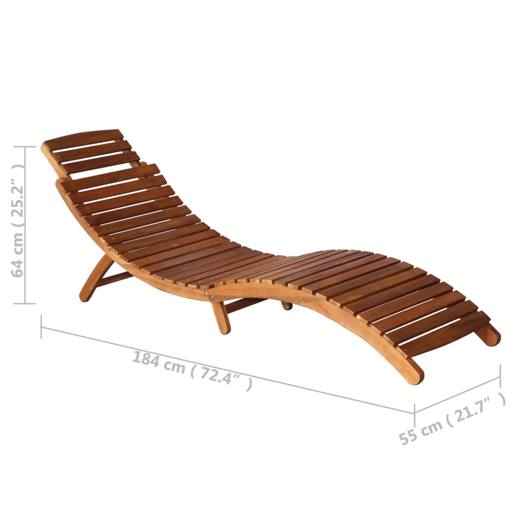 Lettino Prendisole 3 pz con Tavolino in Legno Massello d'Acacia - homemem39