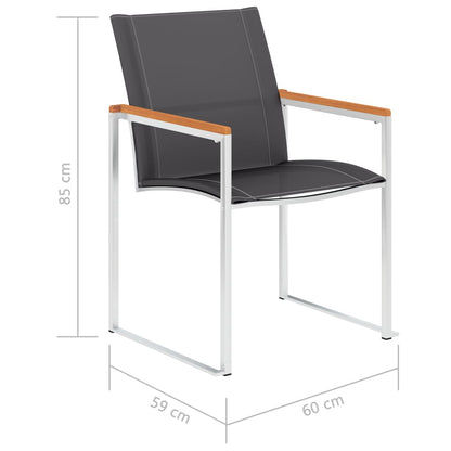 Sedie da Giardino 2 pz in Textilene e Acciaio Inox Grigie - homemem39