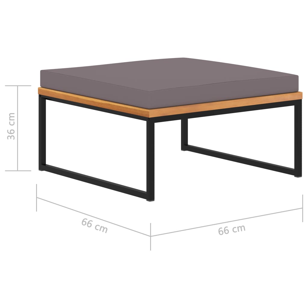 Poggiapiedi con Cuscino 66x66x36cm in Legno Acacia Grigio Scuro - homemem39