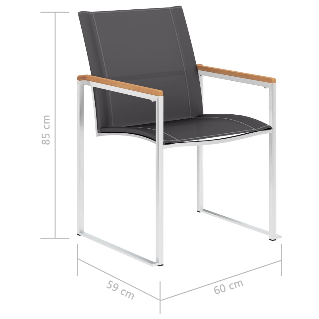 Sedie da Giardino 2 pz in Textilene e Acciaio Inox Grigie - homemem39