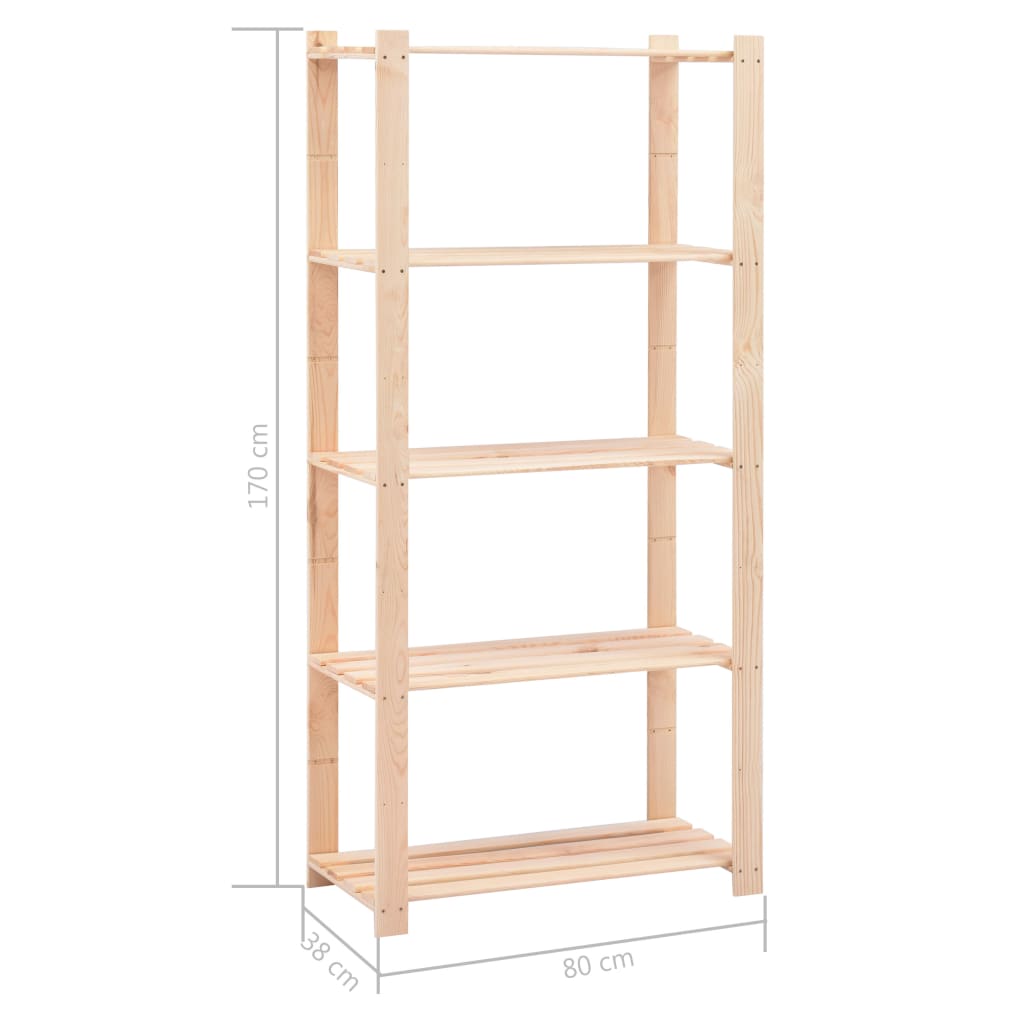 Scaffali a 5 Livelli 2 pz 80x38x170 cm Massello Pino 250 kg - homemem39