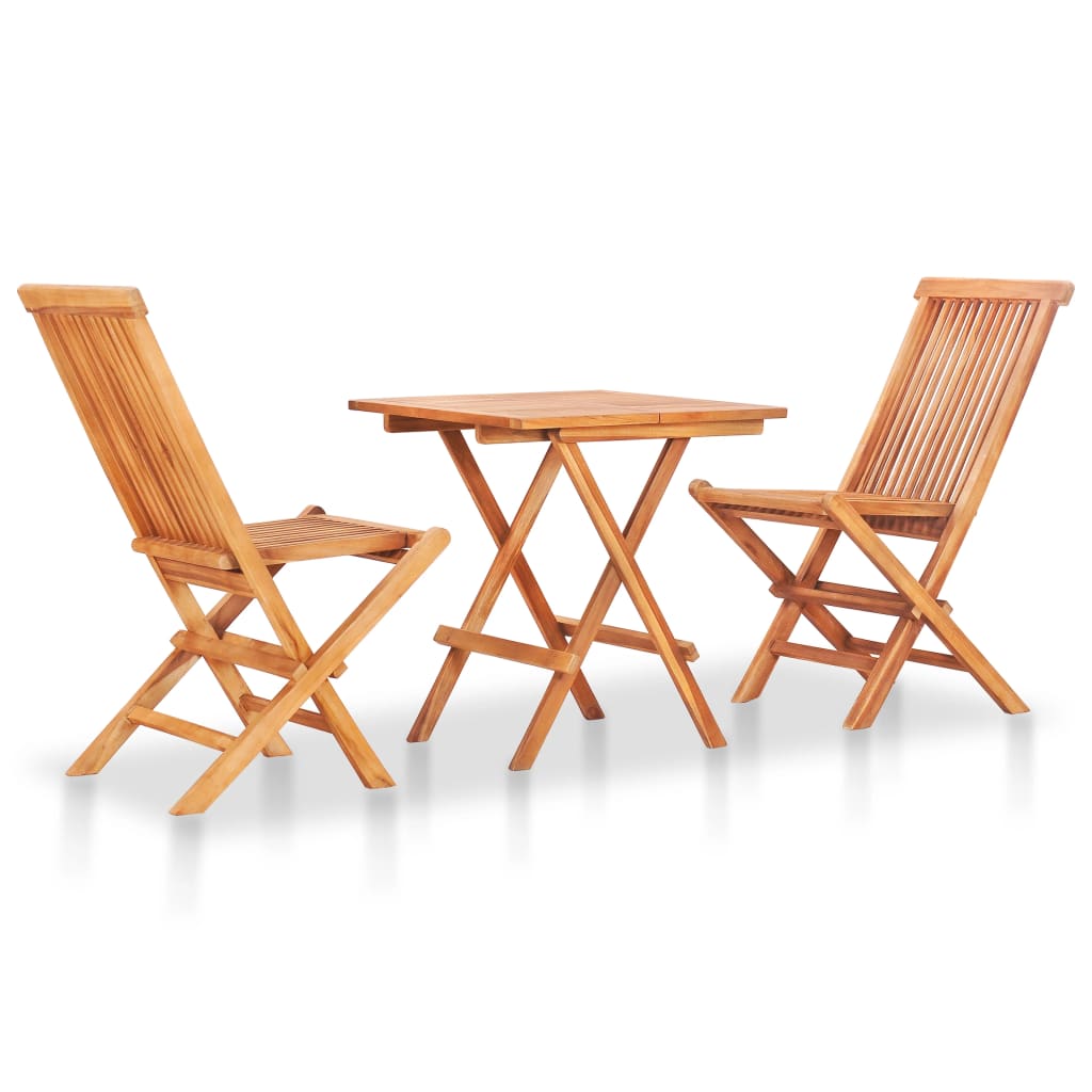 Set da Bistrot 3 pz Pieghevole in Legno Massello di Teak - homemem39