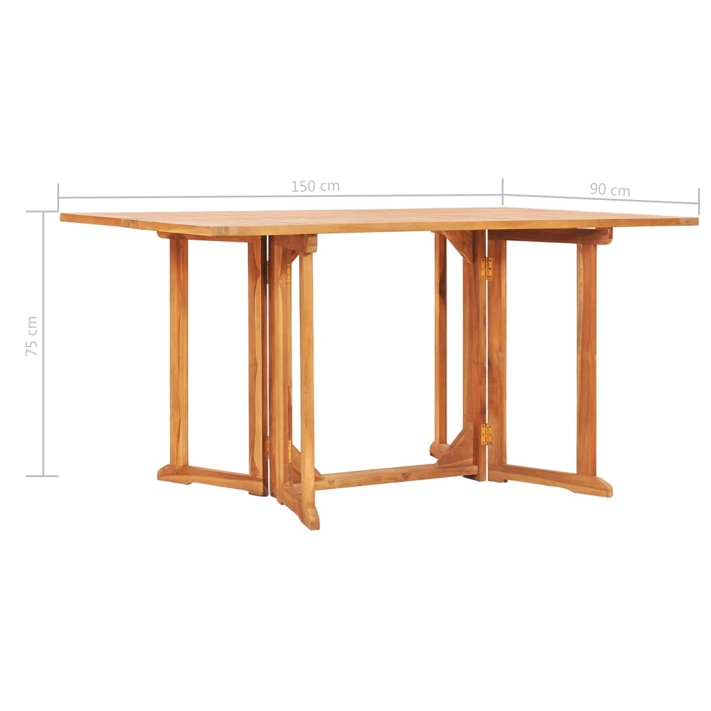 Tavolo Pieghevole a Farfalla 150x90x75 cm in Massello di Teak - homemem39