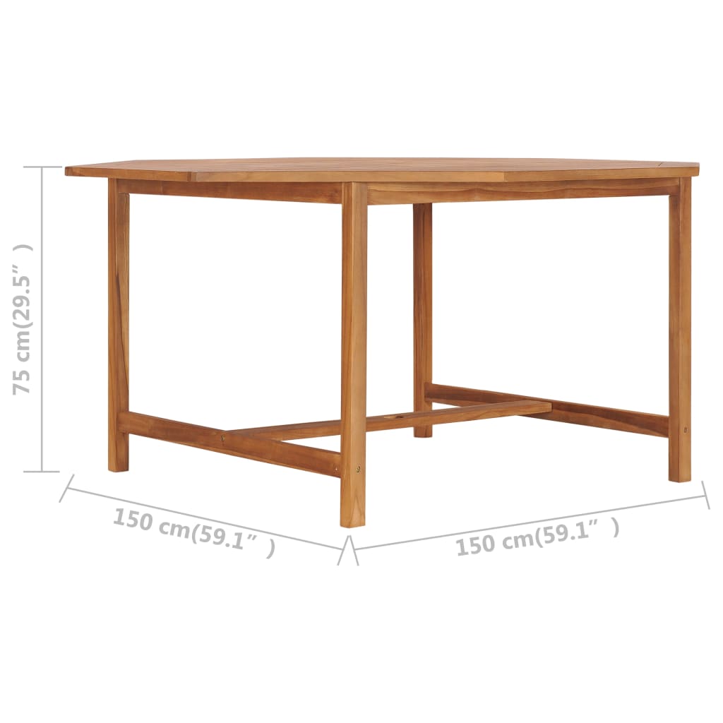 Tavolo da Giardino 150x150x75 cm in Legno Massello di Teak - homemem39