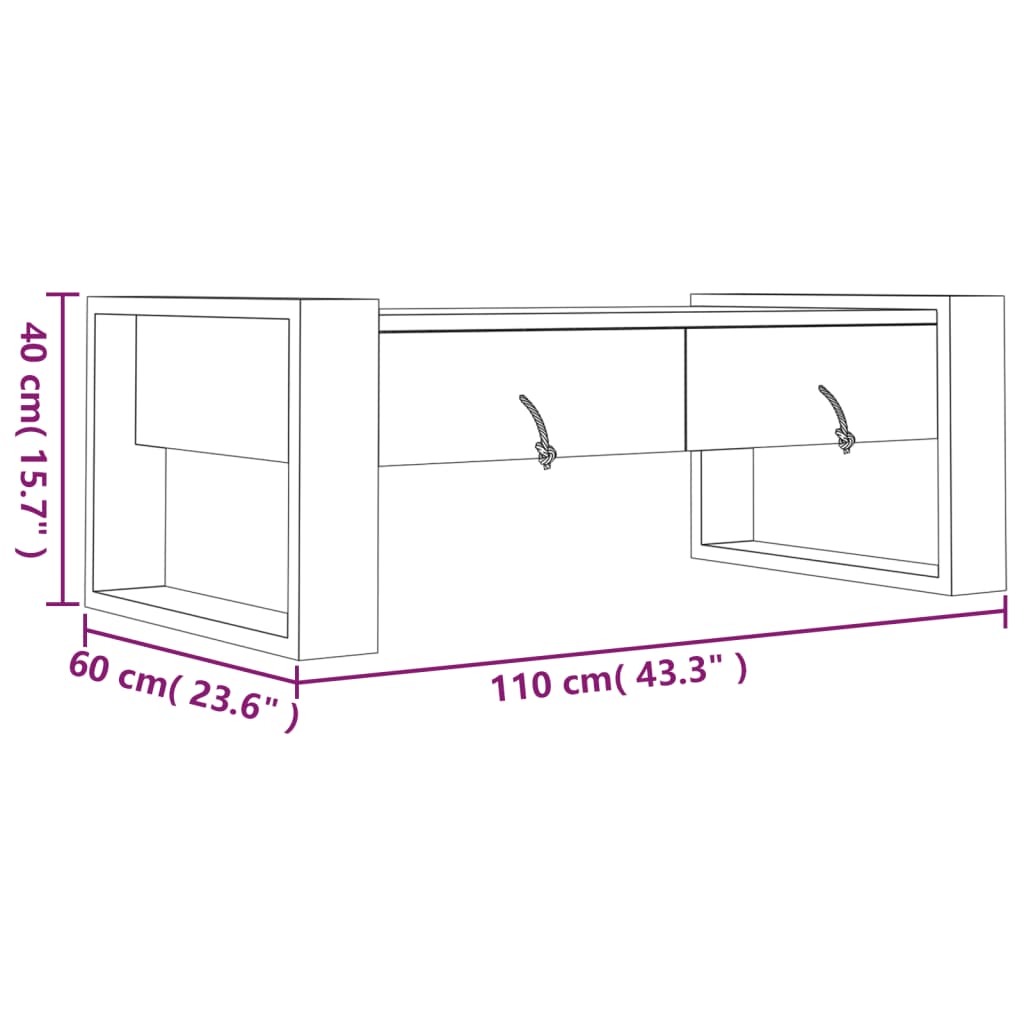 Tavolino da Caffè 110x60x40 cm in Legno Massello di Teak - homemem39