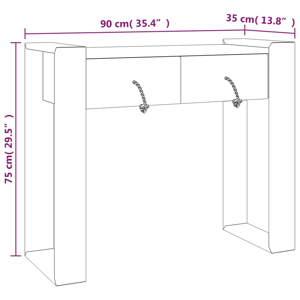 Tavolo Consolle 90x35x75 cm in Legno Massello di Teak - homemem39