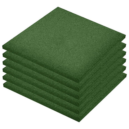 Piastrelle Anticaduta 6 pz in Gomma 50x50x3 cm Verde - homemem39