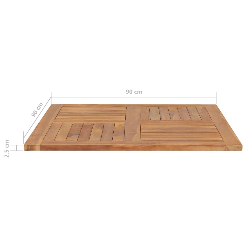 Piano del Tavolo Legno Massello di Teak Quadrato 90x90x2,5 cm - homemem39