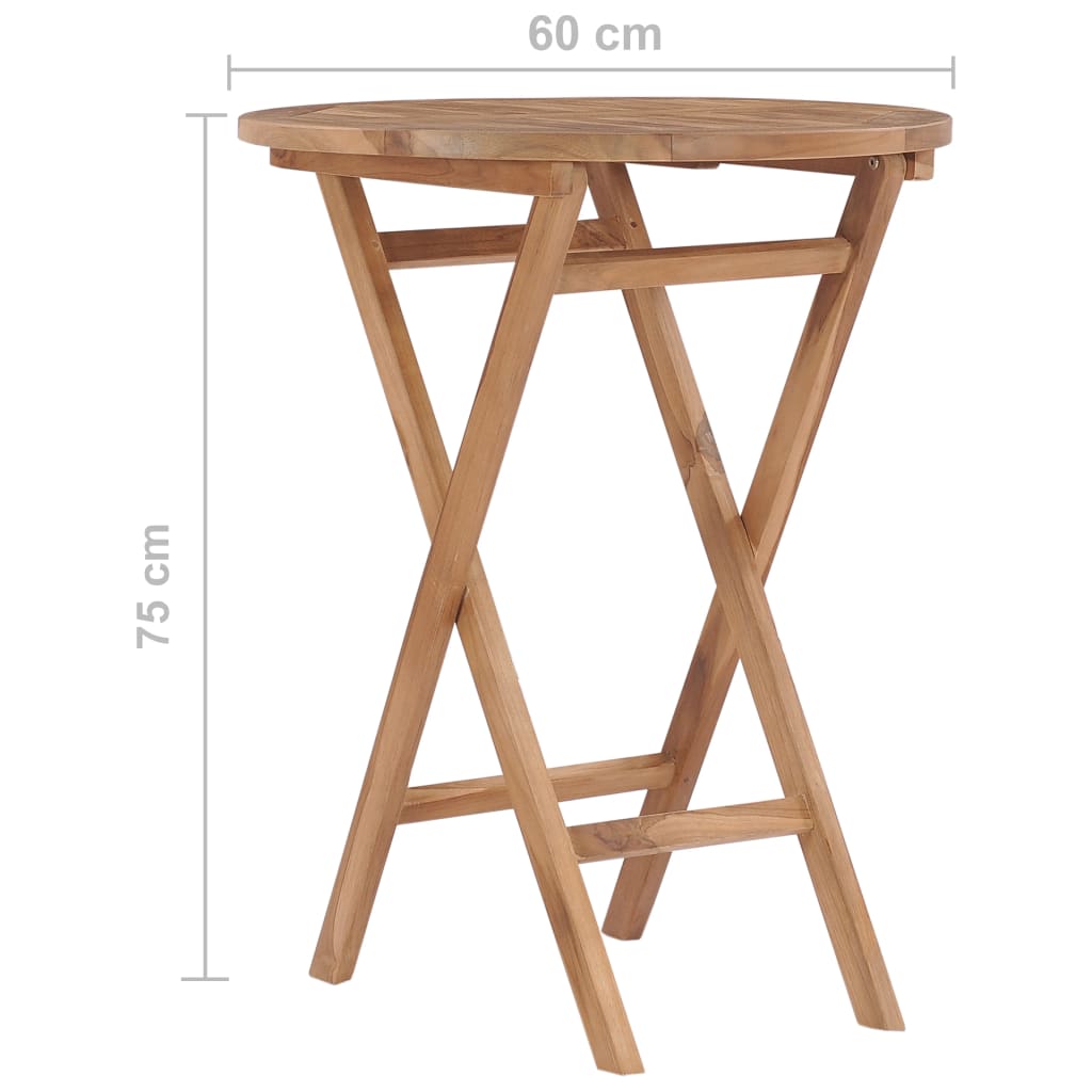 Tavolo da Giardino Pieghevole 60 cm in Legno Massello di Teak - homemem39