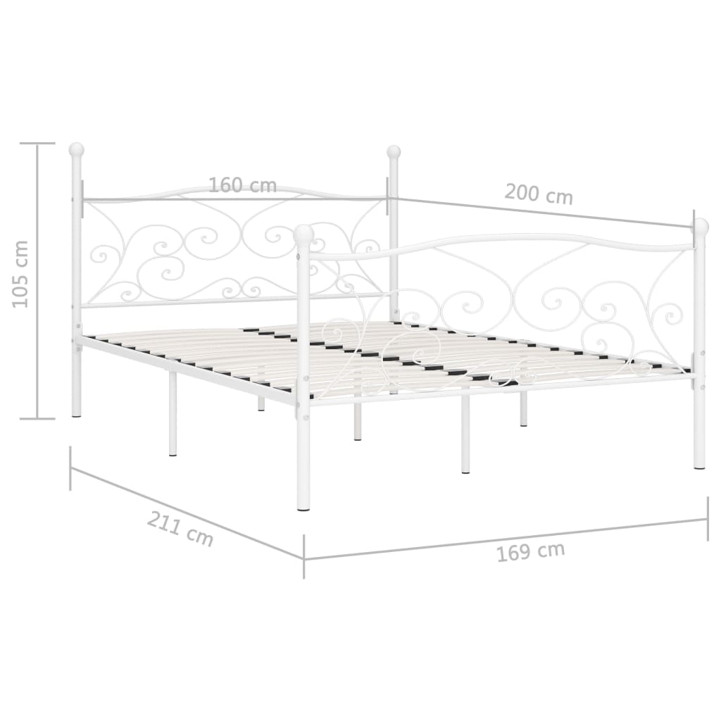 Giroletto con Doghe Bianco in Metallo 160x200 cm - homemem39