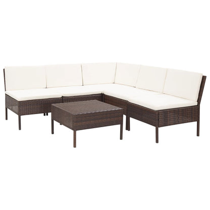 Set Divani da Giardino 6 pz con Cuscini in Polyrattan Marrone - homemem39