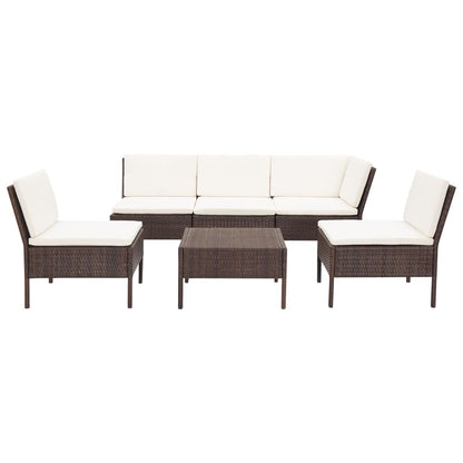 Set Divani da Giardino 6 pz con Cuscini in Polyrattan Marrone - homemem39