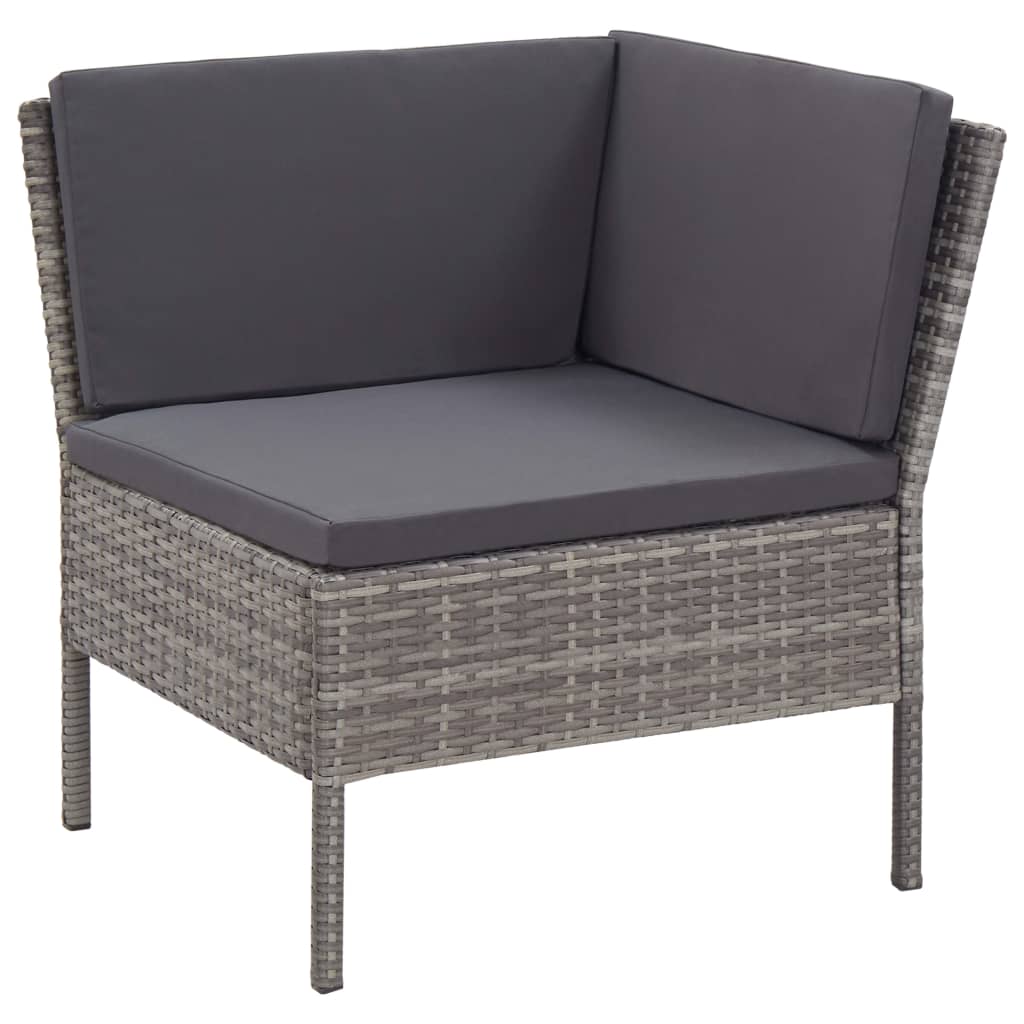 Set Divani da Giardino 6 pz con Cuscini in Polyrattan Grigio - homemem39