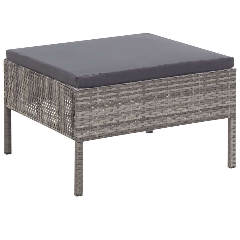 Set Divani da Giardino 6 pz con Cuscini in Polyrattan Grigio - homemem39