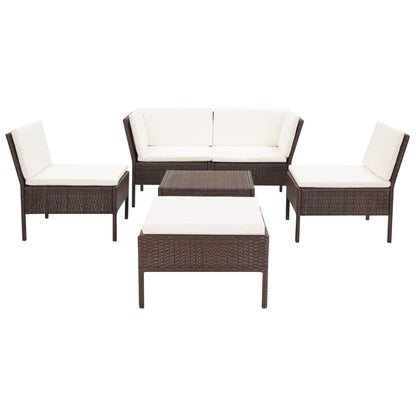 Set Divani da Giardino 6 pz con Cuscini in Polyrattan Marrone - homemem39