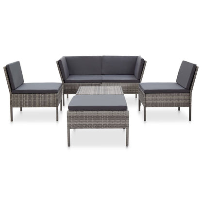 Set Divani da Giardino 6 pz con Cuscini in Polyrattan Grigio - homemem39