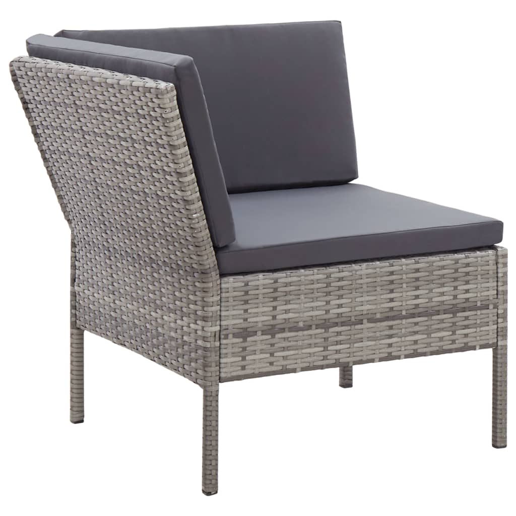 Set Divani da Giardino 6 pz con Cuscini in Polyrattan Grigio - homemem39