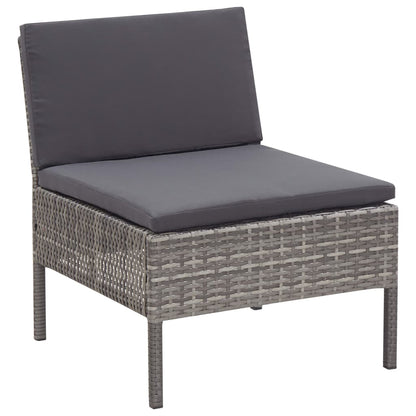 Set Divani da Giardino 6 pz con Cuscini in Polyrattan Grigio - homemem39