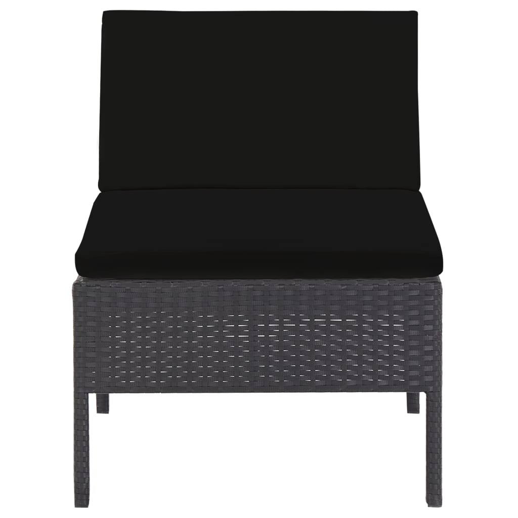 Set Divani da Giardino 5 pz con Cuscini in Polyrattan Nero - homemem39