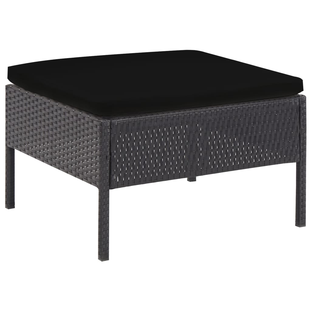 Set Divani da Giardino 5 pz con Cuscini in Polyrattan Nero - homemem39