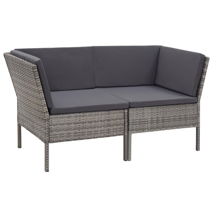 Set Divani da Giardino 6 pz con Cuscini in Polyrattan Grigio - homemem39