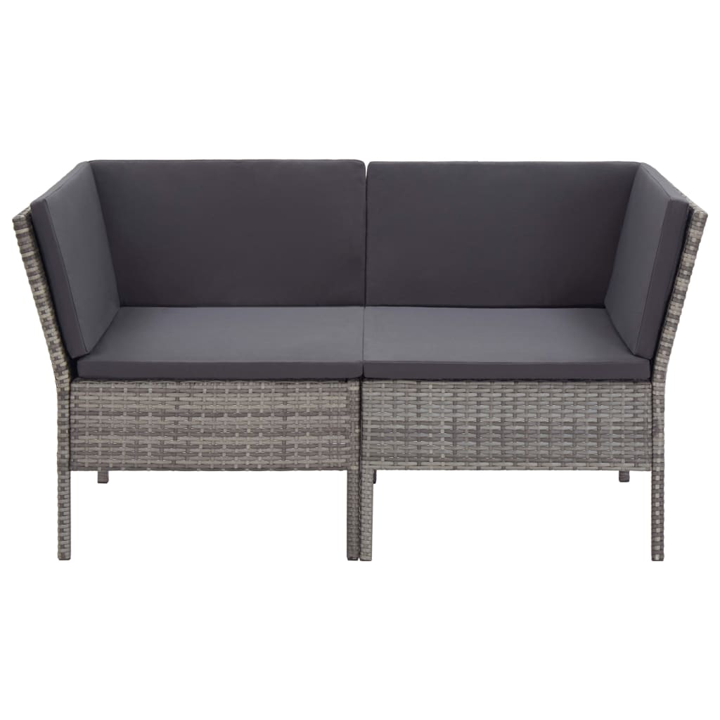 Set Divani da Giardino 6 pz con Cuscini in Polyrattan Grigio - homemem39