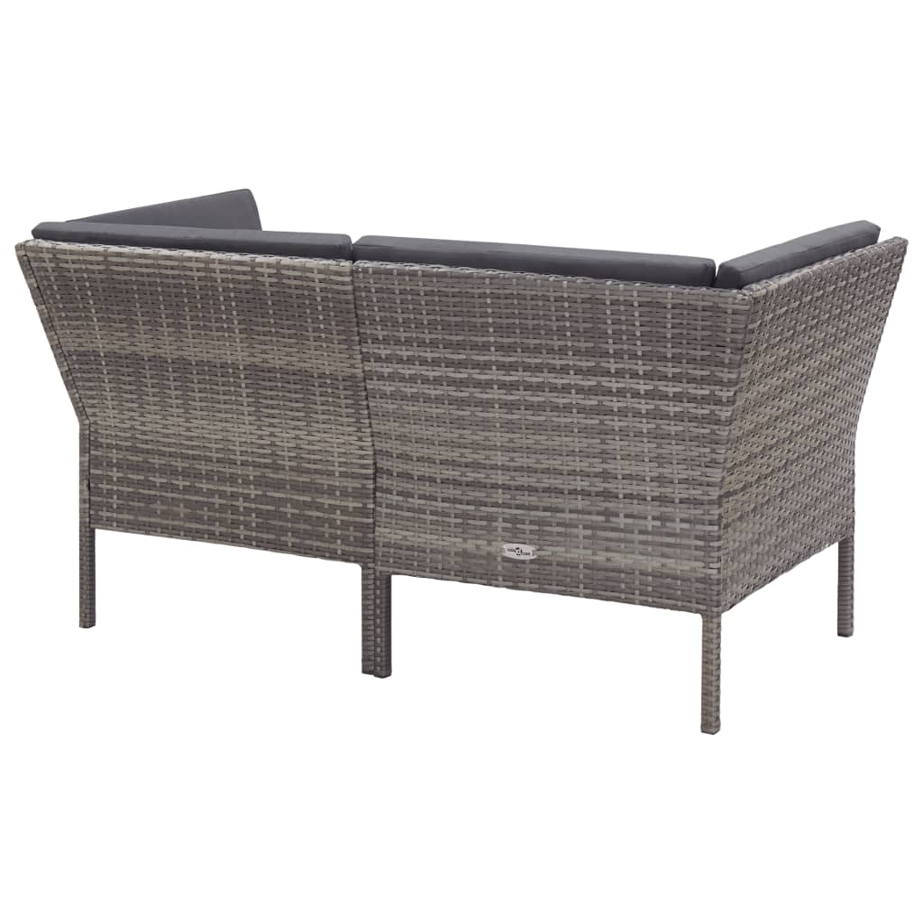 Set Divani da Giardino 6 pz con Cuscini in Polyrattan Grigio - homemem39