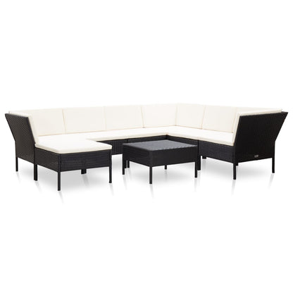 Set Divani da Giardino 8 pz con Cuscini in Polyrattan Nero - homemem39