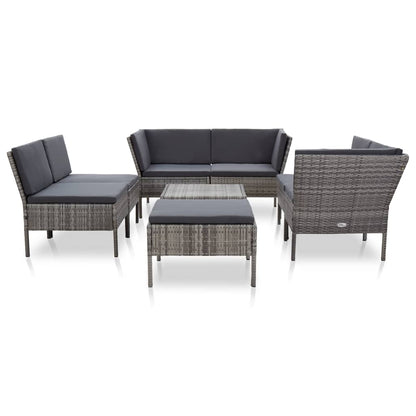 Set Divani da Giardino 8 pz con Cuscini in Polyrattan Grigio - homemem39