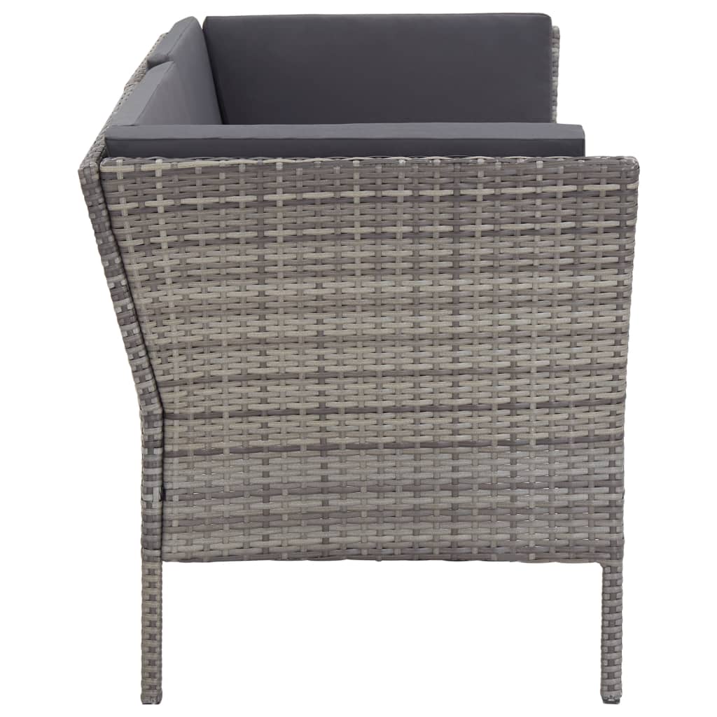 Set Divani da Giardino 8 pz con Cuscini in Polyrattan Grigio - homemem39