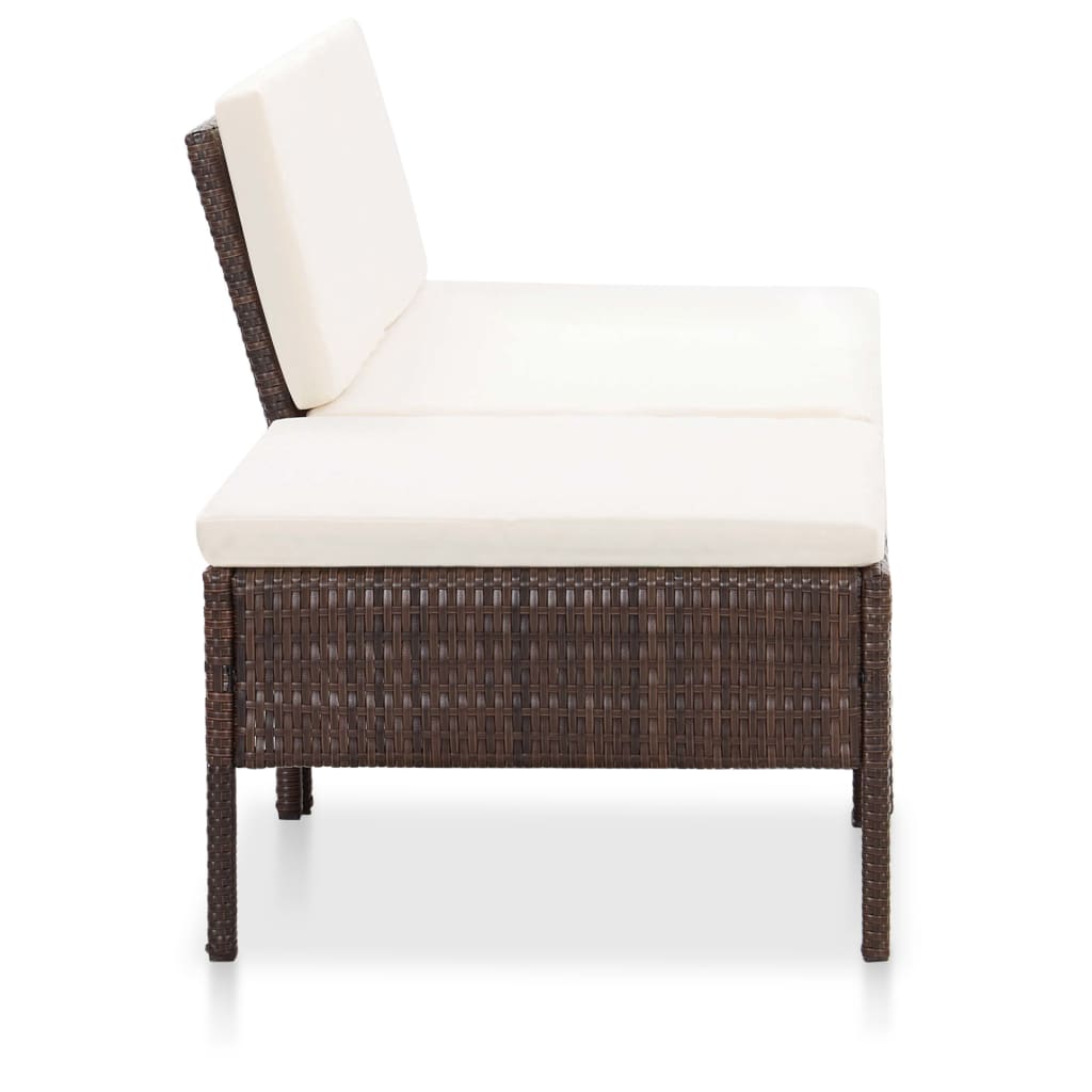 Set Divani da Giardino 3 pz con Cuscini in Polyrattan Marrone - homemem39